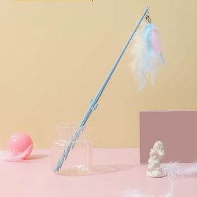 Cat Toy Teaser Plush Feather Bell Teaser Relieving Boredom Self-Hi Pet (Option: Cactus Shape Blue)