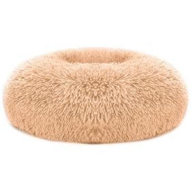 Pet Dog Bed Soft Warm Fleece Puppy Cat Bed Dog Cozy Nest Sofa Bed Cushion L Size (Color: Brown)