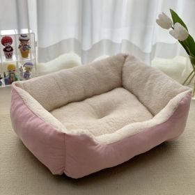 Winter Warm Pet Square Cat Nest (Option: Pink-L)